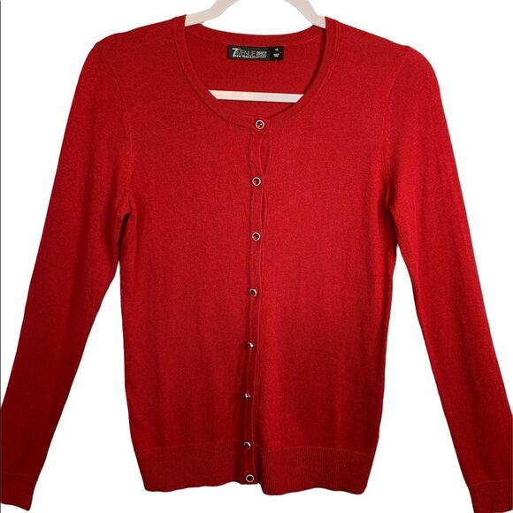 Red Cardigan 7th Avenue Design Studio New York & Company Long Sleeve Sz XS - Picture 1 of 7